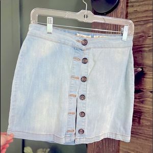 Button Up Denim Mini Skirt
